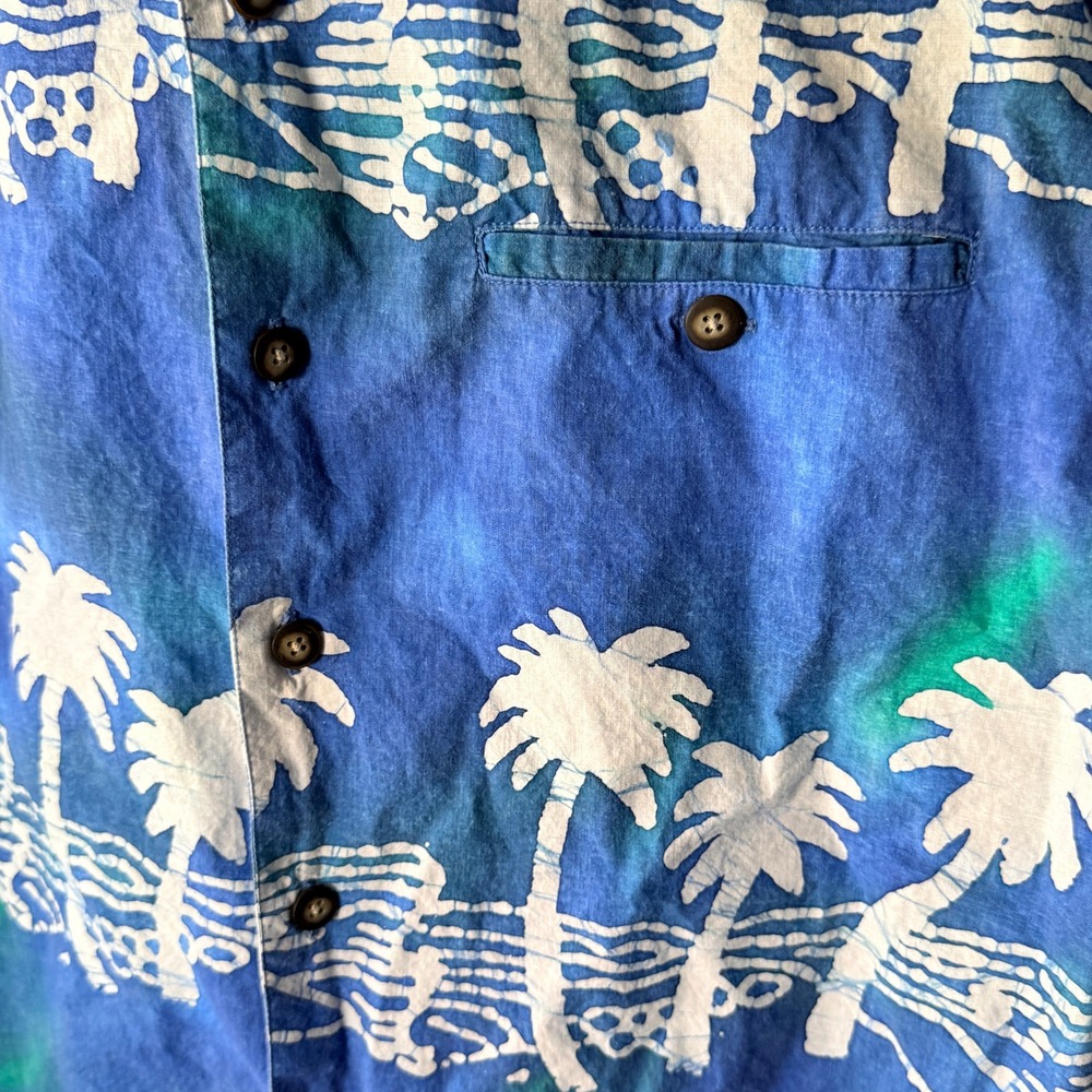 McNeel Palmer Clubhouse Mens Batik Palm Tree Tropical‎ Hawaiian Shirt, Blue,S - Picture 7 of 10